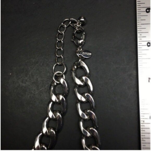 Express Statement Chain Necklace 16 In Silver Chunky Classic Timeless Lobster - Picture 7 of 8